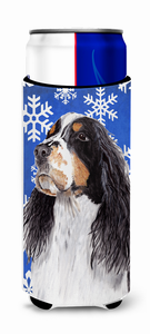 Winter Snowflakes Design with Dog Ultra Hugger for slim cans - 615872739370