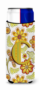 Letter Floral Mustard and Green Ultra Hugger for slim cans - 638508021687