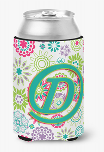 Monogram Letter Flowers Can or Bottle Hugger - 615872970308