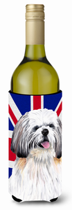 English Union Jack British Flag Design with Dog Wine Bottle Hugger - 615872822775