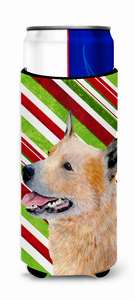 Candy Cane Holiday Christmas Design with Dog Ultra Hugger for slim cans - 615872733927
