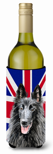 English Union Jack British Flag Design with Dog Wine Bottle Hugger - 615872822928