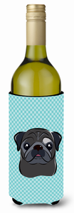 Checkerboard Design with Dog Wine Bottle Hugger - 615872917747