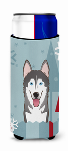 Winter Holiday Dog Design Ultra Hugger for slim cans - 638508124890