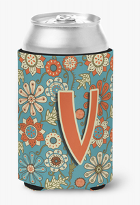 Monogram Letter Flowers Can or Bottle Hugger - 615872970742