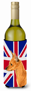 English Union Jack British Flag Design with Dog Wine Bottle Hugger - 615872831937