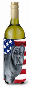 USA Patriotic American Flag Design with Dog Wine Bottle Hugger - 652259159536