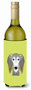 Checkerboard Design with Dog Wine Bottle Hugger - 615872918027