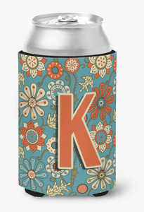 Monogram Letter Flowers Can or Bottle Hugger - 615872970636