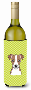 Checkerboard Design with Dog Wine Bottle Hugger - 615872918331
