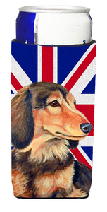 Dog with English Union Jack British Flag Ultra Hugger for slim cans - 615872827022