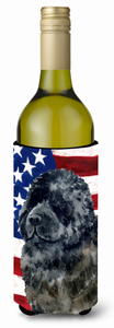 USA Patriotic American Flag Design with Dog Wine Bottle Hugger - 652259159307