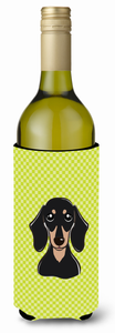 Checkerboard Design with Dog Wine Bottle Hugger - 615872917884