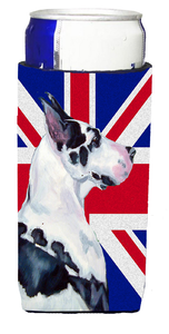 Dog with English Union Jack British Flag Ultra Hugger for slim cans - 615872826780