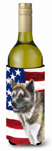 USA Patriotic American Flag Design with Dog Wine Bottle Hugger - 652259159284