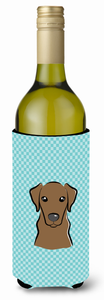 Checkerboard Design with Dog Wine Bottle Hugger - 615872917457
