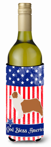 American Flag and Dog Wine Bottle Hugger - 638508497215