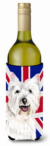 English Union Jack British Flag Design with Dog Wine Bottle Hugger - 615872822645