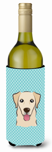 Checkerboard Design with Dog Wine Bottle Hugger - 615872917631