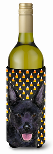Candy Corn Halloween Design with Dog Wine Bottle Hugger - 615872707874