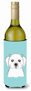 Checkerboard Design with Dog Wine Bottle Hugger - 615872917198