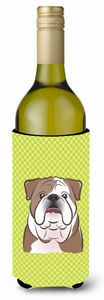 Checkerboard Design with Dog Wine Bottle Hugger - 615872917921