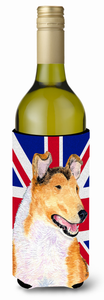 English Union Jack British Flag Design with Dog Wine Bottle Hugger - 615872831975