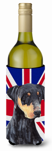 English Union Jack British Flag Design with Dog Wine Bottle Hugger - 615872822713
