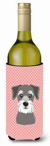 Checkerboard Design with Dog Wine Bottle Hugger - 615872918416