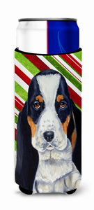 Candy Cane Holiday Christmas Design with Dog Ultra Hugger for slim cans - 615872734047