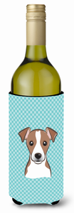 Checkerboard Design with Dog Wine Bottle Hugger - 615872917716