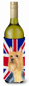 Dog with English Union Jack British Flag Wine Bottle Hugger - 615872827114