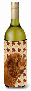 Fall Leaves Design with Dog Wine Bottle Hugger - 615872708192