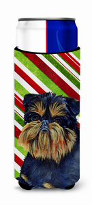 Candy Cane Holiday Christmas Design with Dog Ultra Hugger for slim cans - 615872734184