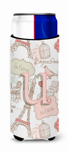 Letter Love in Paris Pink Ultra Hugger for slim cans - 638508021601