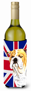 English Union Jack British Flag Design with Dog Wine Bottle Hugger - 615872822683