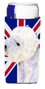 Dog with English Union Jack British Flag Ultra Hugger for slim cans - 615872826674