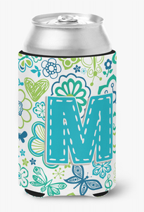 Monogram Letter Flowers and Butterflies Can or Bottle Hugger - 615872969098