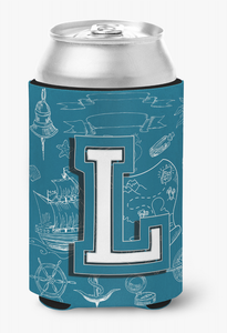 Monogram Letter Sea Doodles Alphabet Can or Bottle Hugger - 615872971169