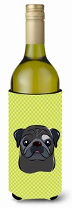 Checkerboard Design with Dog Wine Bottle Hugger - 615872918362