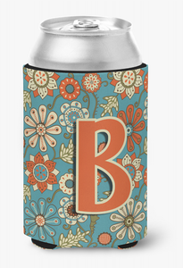 Monogram Letter Flowers Can or Bottle Hugger - 615872970544