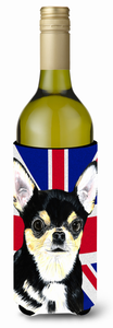 English Union Jack British Flag Design with Dog Wine Bottle Hugger - 615872822935