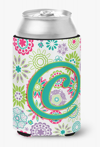 Monogram Letter Flowers Can or Bottle Hugger - 615872970292