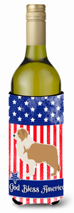 American Flag and Dog Wine Bottle Hugger - 638508497109