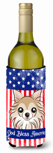American Flag and Dog Wine Bottle Hugger - 638508210289
