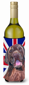 English Union Jack British Flag Design with Dog Wine Bottle Hugger - 615872822782