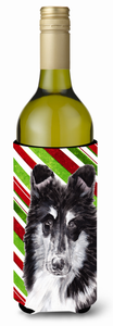 Candy Cane Christmas Design with Dog Wine Bottle Hugger - 615872845972