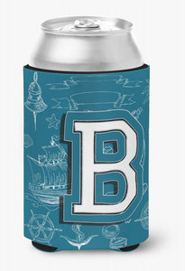 Monogram Letter Sea Doodles Alphabet Can or Bottle Hugger - 615872971060