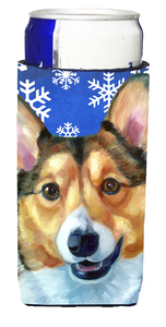Winter Snowflakes Holiday Design with Dog Ultra Hugger for slim cans - 638508067708