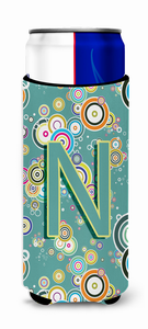 Letter Circle Teal Initial Alphabet Ultra Hugger for slim cans - 638508024381